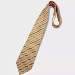 ETRO Gold/Blue Geometric Silk LUXURY Tie ITALY